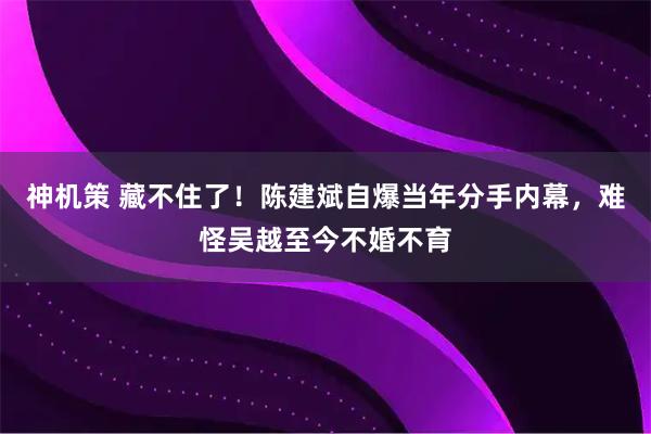 神机策 藏不住了！陈建斌自爆当年分手内幕，难怪吴越至今不婚不育